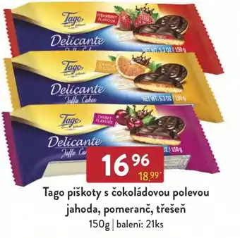 Qanto Tago piškoty s čokoládovou polevou jahoda, pomeranč, třešeň nabídka