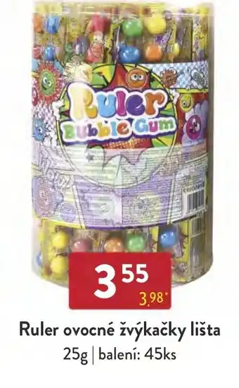 Qanto Ruler ovocné žvýkačky lišta nabídka