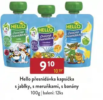Qanto Hello přesnídávka kapsička s jablky, s meruňkami, s banány nabídka