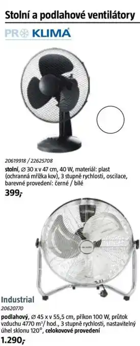 Bauhaus Stolní a podlahové ventilátory nabídka
