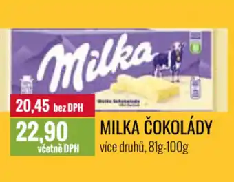 Ratio MILKA ČOKOLÁDY nabídka