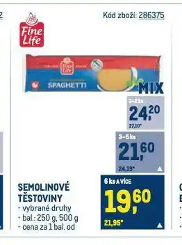 Makro Semolinové těstoviny nabídka