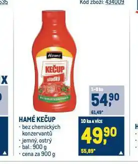 Makro Hamé kečup nabídka