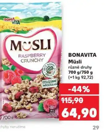 Kaufland BONAVITA Müsli nabídka