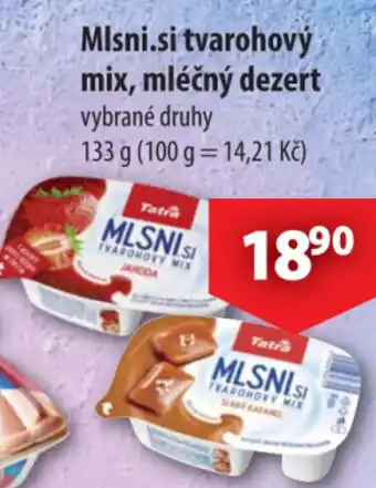 CBA Mlsni.si tvarohový mix, mléčný dezert nabídka
