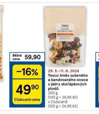 Tesco Směs sušeného a kandovaného ovoce s jádry skořápkových plodů nabídka