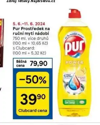 Tesco Pur prostředek na nádobí nabídka