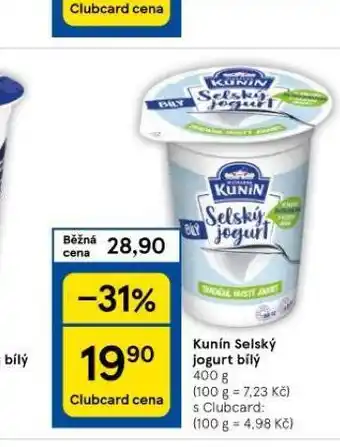 Tesco Kunín selský jogurt nabídka