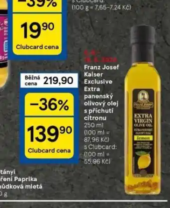 Tesco Franz josef olivový olej extra panenský s příchutí citronu nabídka