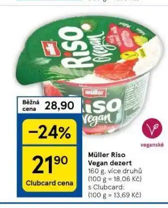 Tesco Muller riso vegan dezert nabídka