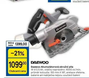 Tesco Daewoo akumulátorová okružní pila nabídka