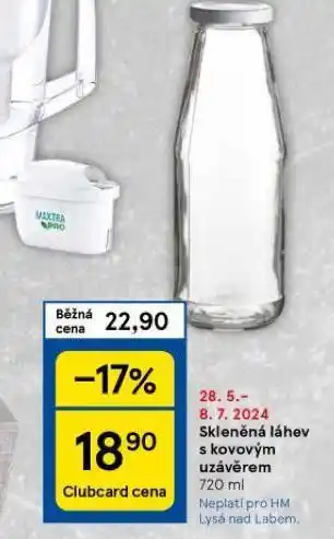Tesco Skleněná láhev s kovovým uzávěrem nabídka