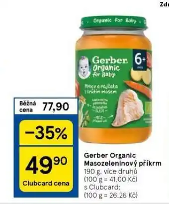 Tesco Gerber organic masozeleninový příkrm nabídka