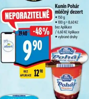 Albert Kunín Pohár mléčný dezert nabídka