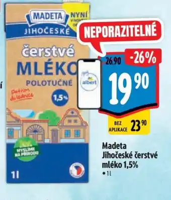 Albert Madeta Jihočeské čerstvé mléko 1,5% nabídka