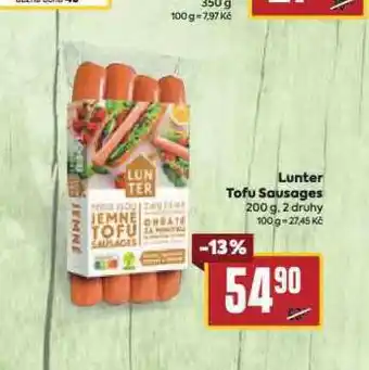 Billa Lunter tofu sausages nabídka