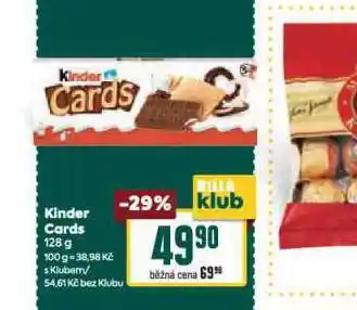 Billa Kinder cards nabídka
