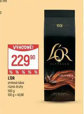 Globus L´or zrnková káva nabídka