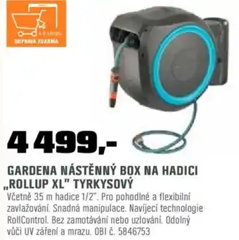 OBI GARDENA NÁSTĚNNÝ BOX NA HADICI ,,ROLLUP XL" TYRKYSOVÝ nabídka