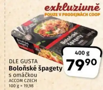 Coop DLE GUSTA Boloňské špagety nabídka