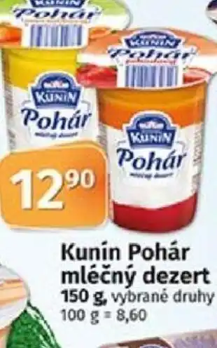 COOP TIP Kunín Pohár mléčný dezert nabídka