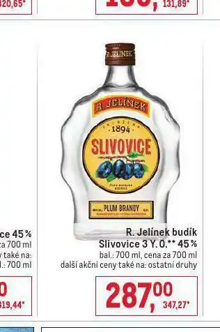 R. jelínke budík slivovice 3 y.o. 45%