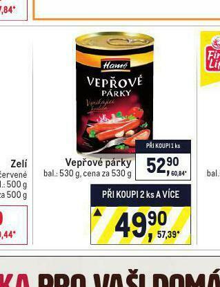 Makro Hamé vepřové párky nabídka
