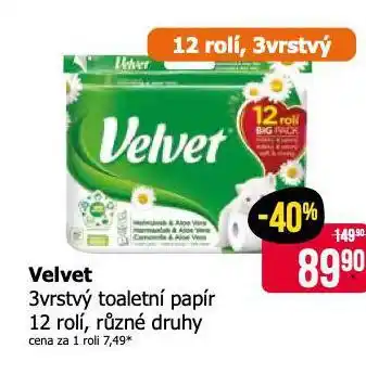 Teta Velvet toaletní papír nabídka