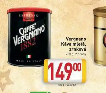 Billa Vergano káva mletá, zrnková nabídka
