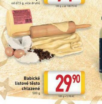Billa Babické listové těsto nabídka