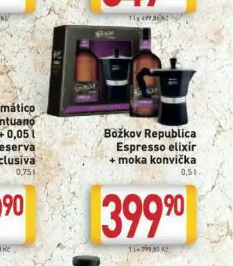 Billa Republika božkov espresso elixír + moka konvička nabídka