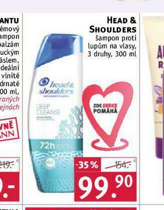Rossmann Head&amp;shoulders šampon nabídka