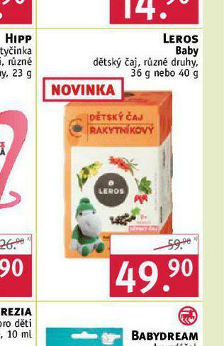 Rossmann Leros baby dětský čaj nabídka