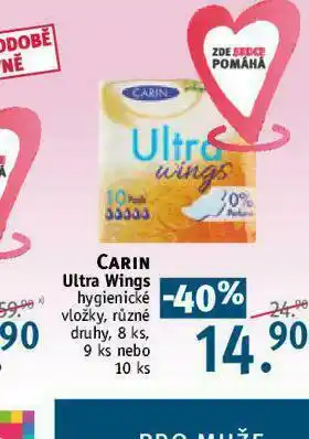 Rossmann Carin ultra wings hygienické vložky nabídka
