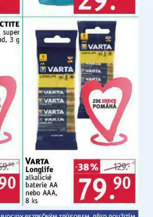Rossmann Varta longlife baterie nabídka