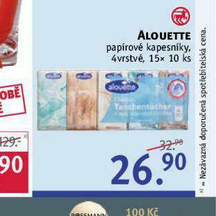 Rossmann Alouette papírové kapesníky nabídka