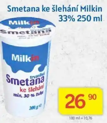 Kubík potraviny Smetana ke šlehání Milkin nabídka