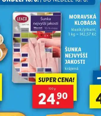 Lidl Šunka nejvyšší jakosti nabídka