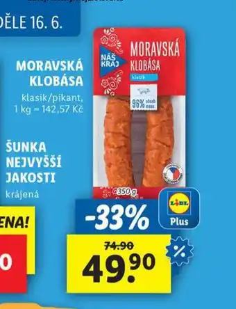 Lidl Moravská klobása nabídka