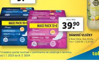 Lidl Dámské vložky nabídka