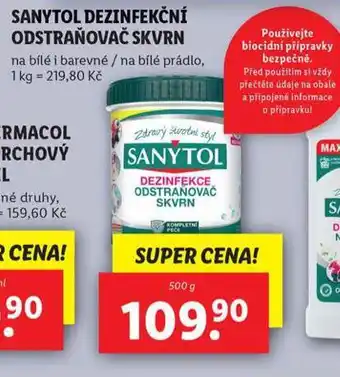 Lidl Sanytol dezinfekční odstraňovač skvrn nabídka
