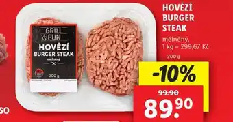 Lidl Hovězí burger steak nabídka