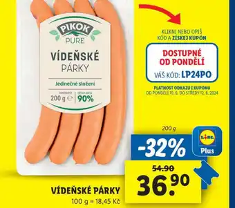 Lidl Vídeňské párky nabídka