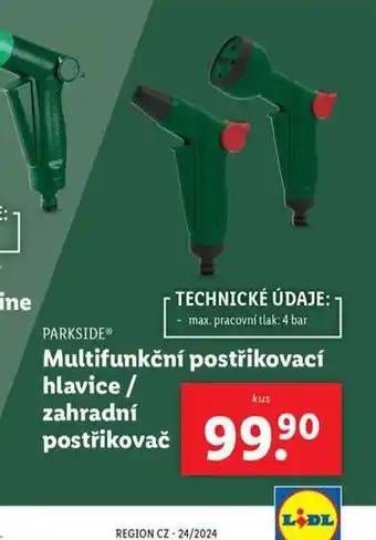 Lidl Multifunkční postřikovací hlavice / zahradní postřikovač nabídka
