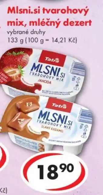 CBA Mlsni.si tvarohový mix, mléčný dezert nabídka