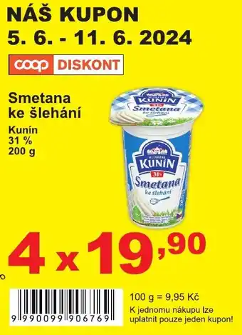COOP DISKONT Smetana ke šlehání nabídka