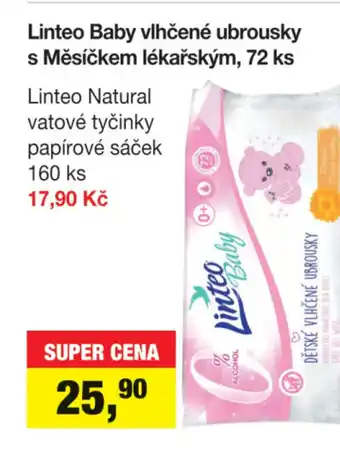 Šlak Linteo Baby vlhčené ubrousky s Měsíčkem lékařským, 72 ks nabídka