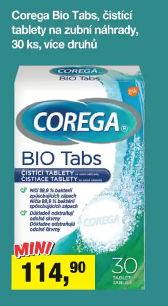 Corega Bio Tabs, čistící tablety na zubní náhrady, 30 ks, více druhů