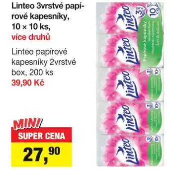 Šlak Linteo 3vrstvé papí- rové kapesníky, 10 x 10 ks nabídka
