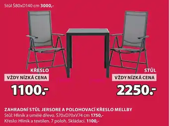 JYSK ZAHRADNÍ STŮL JERSORE A POLOHOVACÍ KŘESLO MELLBY nabídka